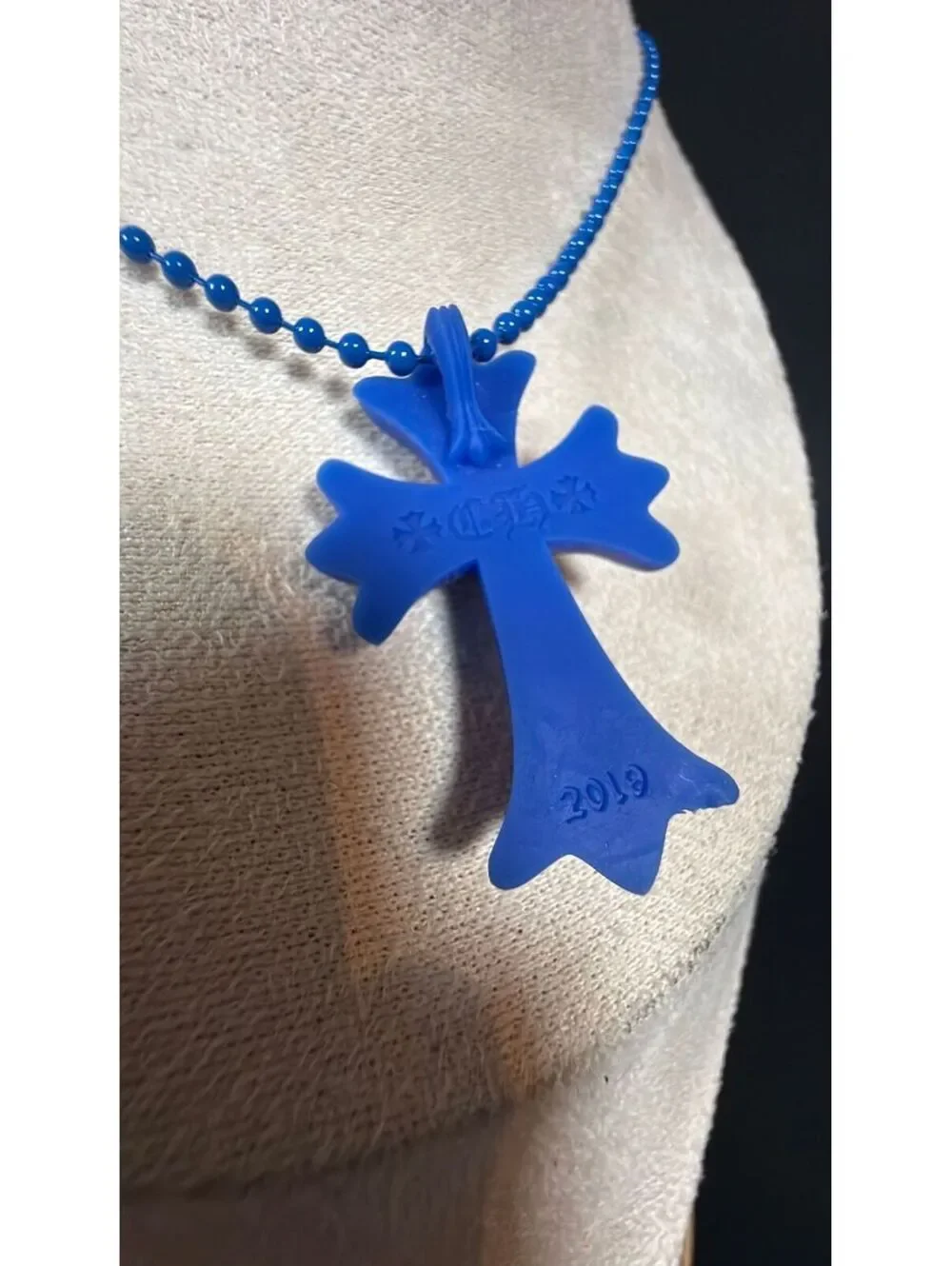 Chrome Hearts Blue Silicone Cross Necklace